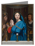 Custom Text Note Card - Mary Adoring the Host by Museum Art