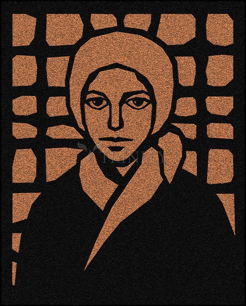 St. Bernadette of Lourdes - Brown Glass - Wood Plaque