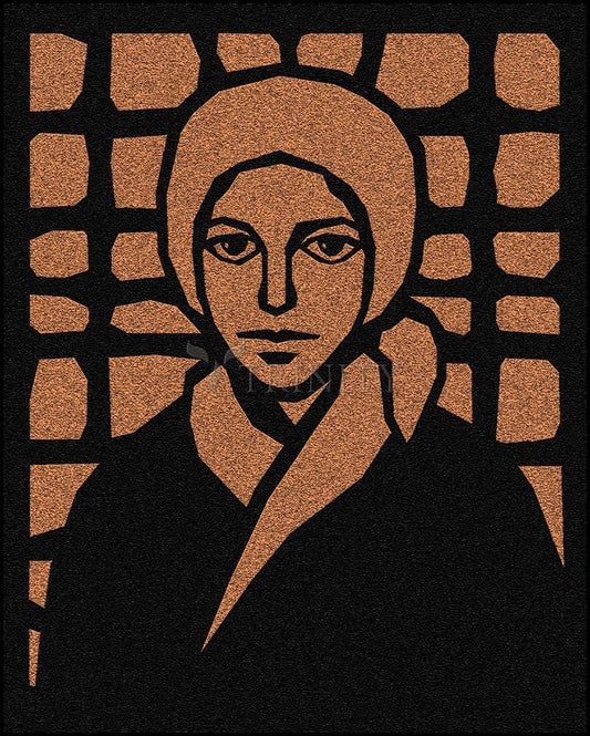 St. Bernadette of Lourdes - Brown Glass - Wood Plaque