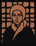 Wood Plaque - St. Bernadette of Lourdes - Brown Glass by D. Paulos