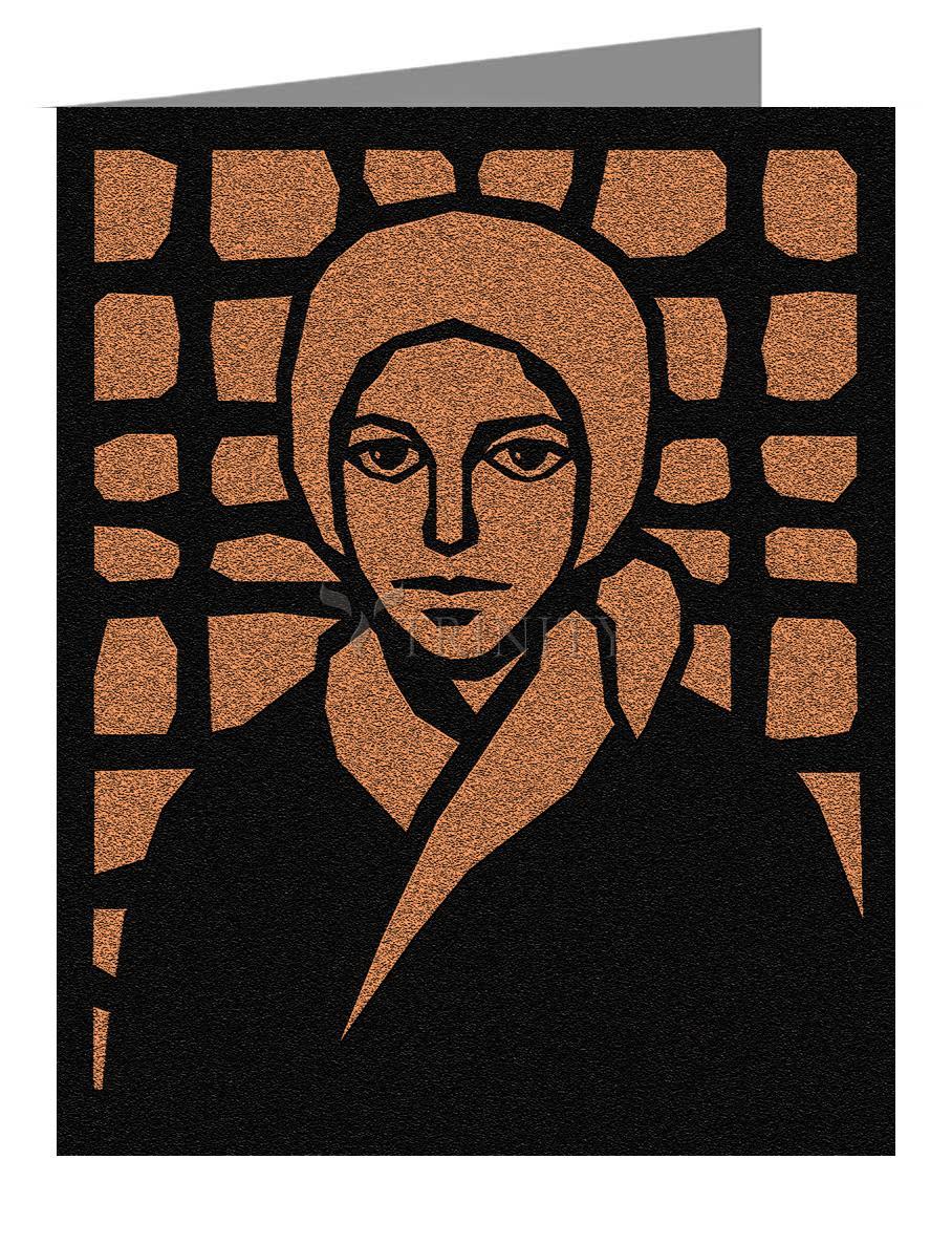 St. Bernadette of Lourdes - Brown Glass - Note Card Custom Text