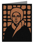 Custom Text Note Card - St. Bernadette of Lourdes - Brown Glass by D. Paulos