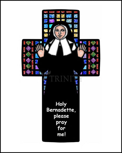St. Bernadette of Lourdes - Cross - Wood Plaque