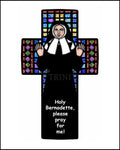 Wood Plaque - St. Bernadette of Lourdes - Cross by D. Paulos