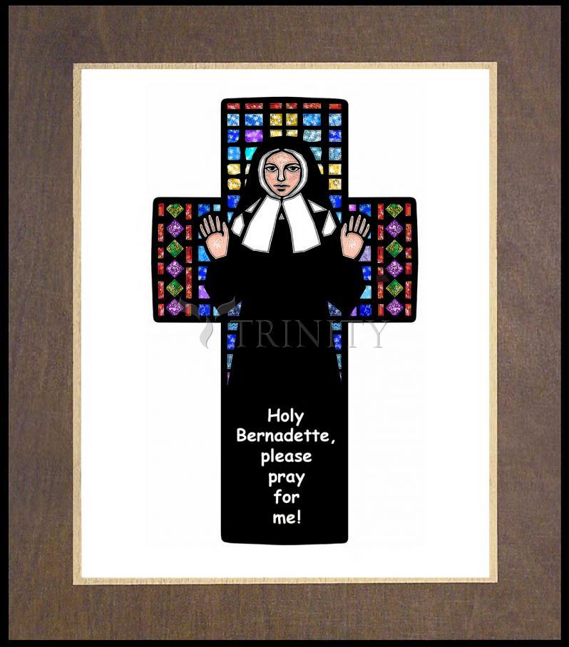 St. Bernadette of Lourdes - Cross - Wood Plaque Premium