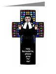Custom Text Note Card - St. Bernadette of Lourdes - Cross by D. Paulos