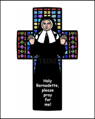 Wood Plaque - St. Bernadette of Lourdes - Cross by D. Paulos