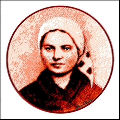 Wood Plaque - St. Bernadette of Lourdes - Circle by D. Paulos