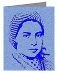 Custom Text Note Card - St. Bernadette of Lourdes - In Blue by D. Paulos