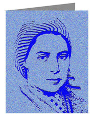 Custom Text Note Card - St. Bernadette of Lourdes - In Blue by D. Paulos