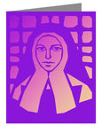 Custom Text Note Card - St. Bernadette of Lourdes - Purple Glass by D. Paulos