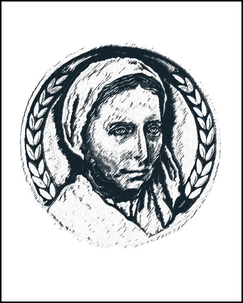 St. Bernadette of Lourdes - Pen and Ink - Wood Plaque