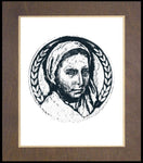 Wood Plaque Premium - St. Bernadette of Lourdes - Pen and Ink by D. Paulos