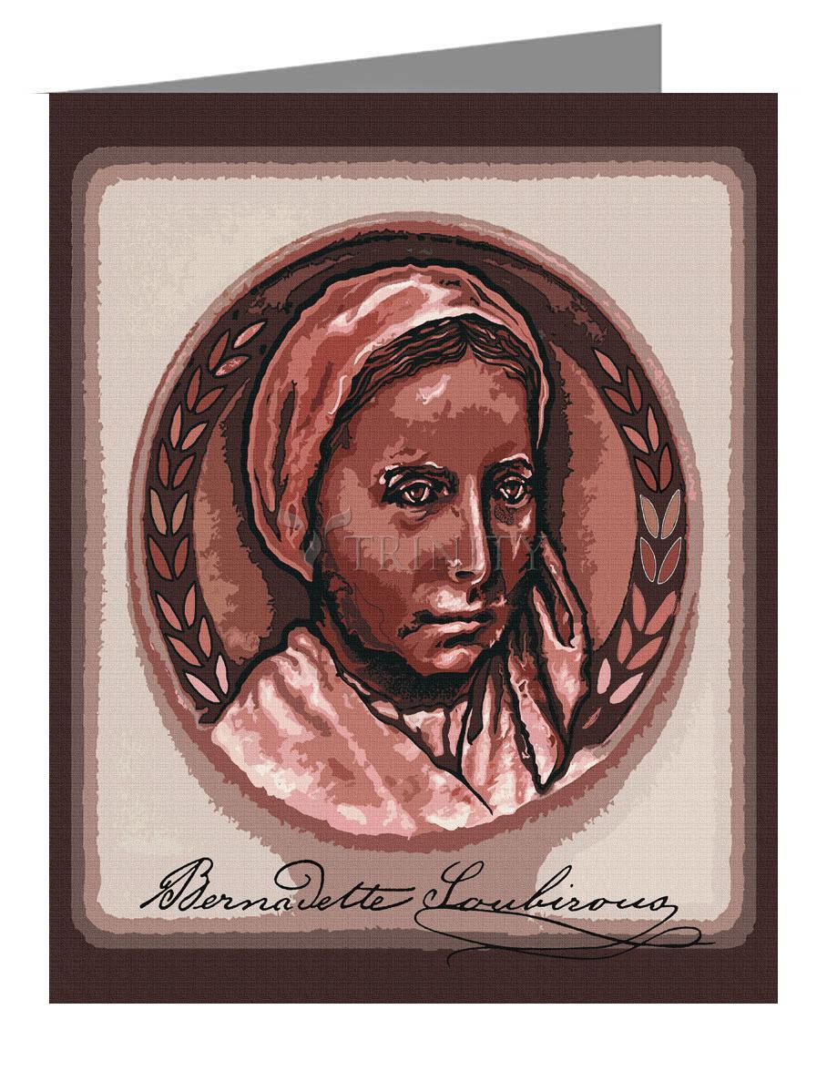 St. Bernadette of Lourdes - Portrait with Signature - Note Card Custom Text by Dan Paulos - Trinity Stores