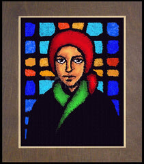 Wood Plaque Premium - St. Bernadette of Lourdes - Stained Glass by D. Paulos