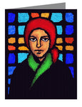 Custom Text Note Card - St. Bernadette of Lourdes - Stained Glass by D. Paulos