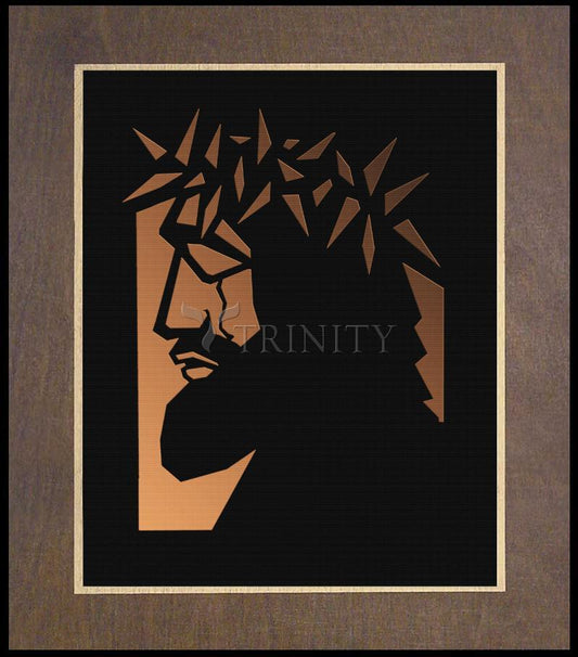 Christ Hailed as King - Brown Glass - Wood Plaque Premium