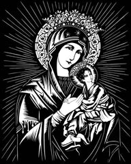 Wood Plaque - Our Lady of Perpetual Help by D. Paulos