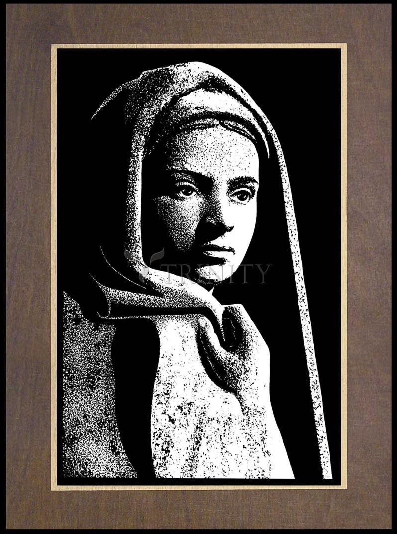 St. Bernadette in Lourdes, Drawing of Vilon's statue - Wood Plaque Premium