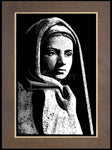 Wood Plaque Premium - St. Bernadette of Lourdes, Drawing of Vilon's statue by D. Paulos