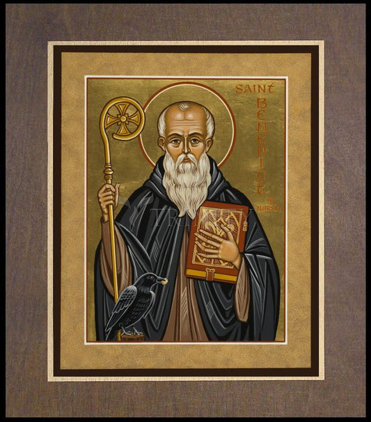 St. Benedict of Nursia - Wood Plaque Premium