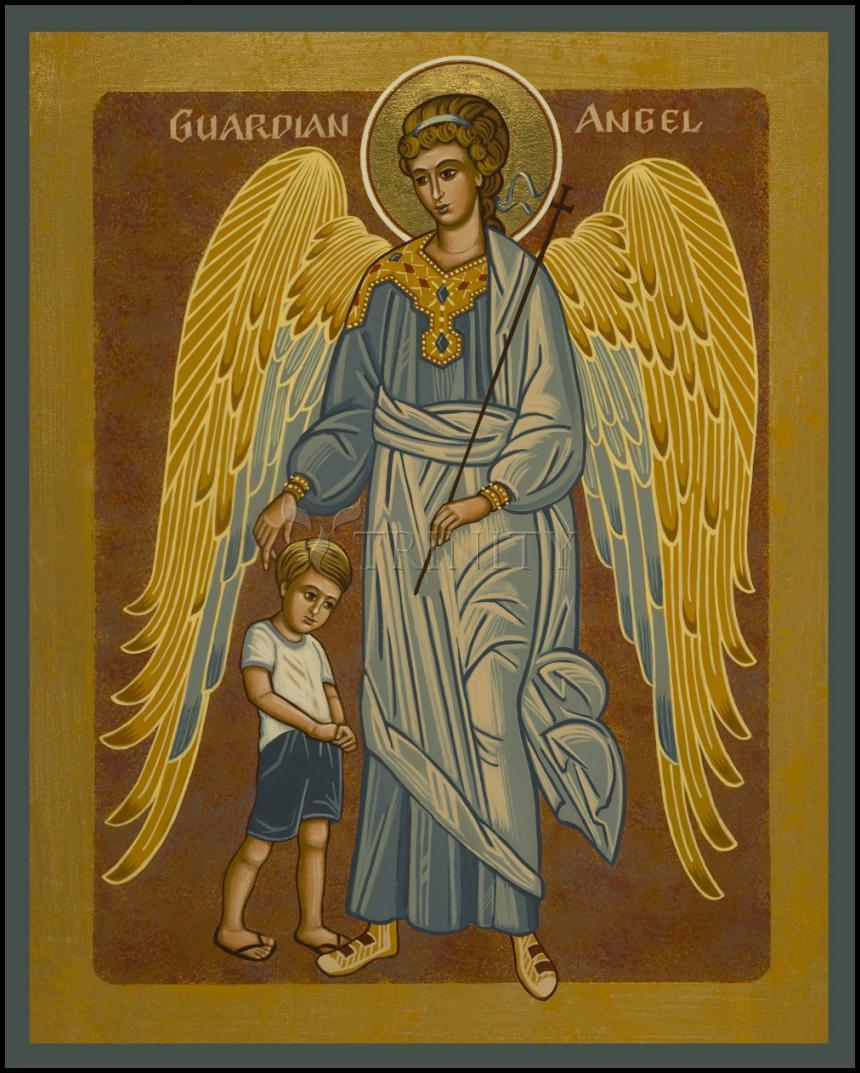Guardian Angel with Boy - Wood Plaque