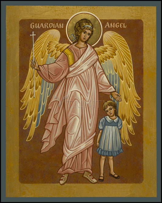 Guardian Angel with Girl - Wood Plaque