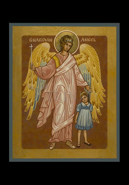 Guardian Angel with Girl - Holy Card