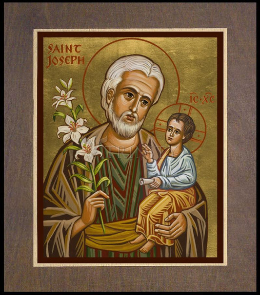 St. Joseph and Child Jesus - Wood Plaque Premium