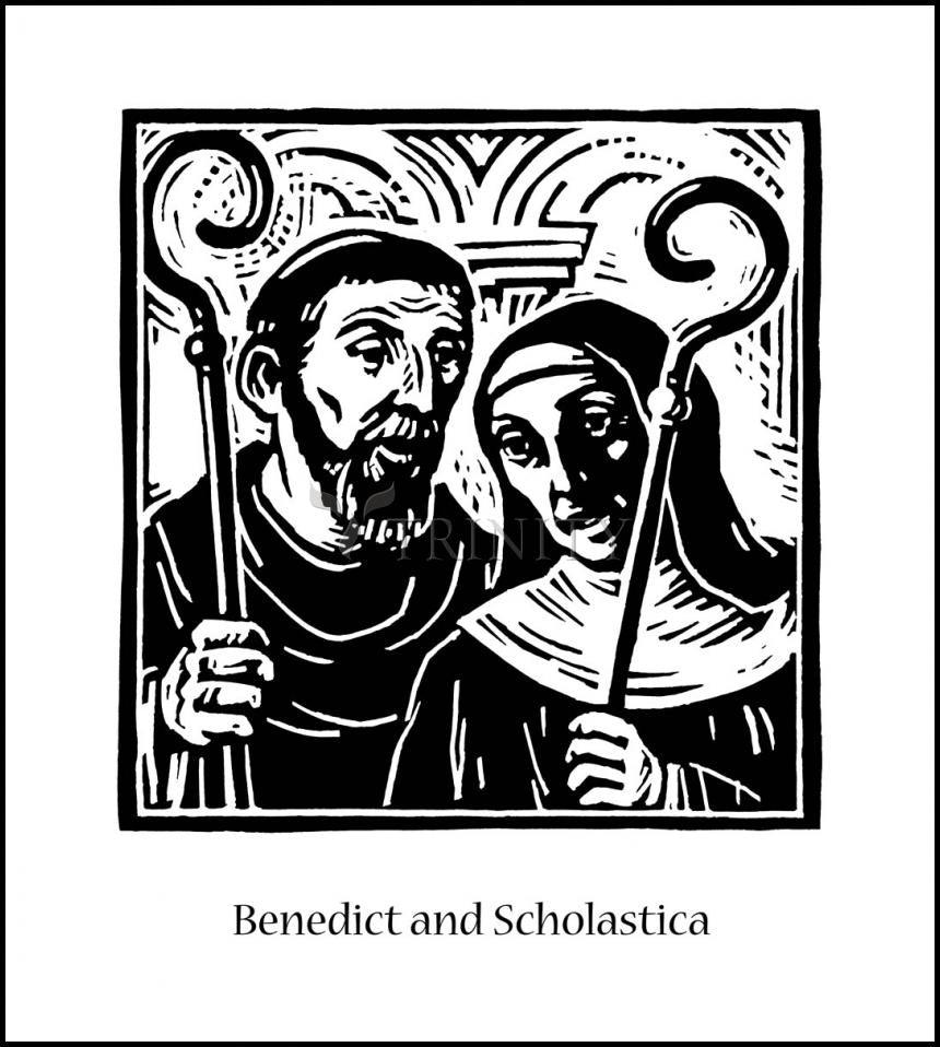 Sts. Benedict and Scholastica - Wood Plaque