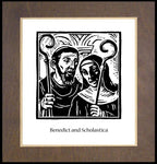 Wood Plaque Premium - Sts. Benedict and Scholastica by J. Lonneman