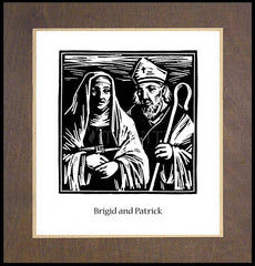 Wood Plaque Premium - Sts. Brigid and Patrick by J. Lonneman