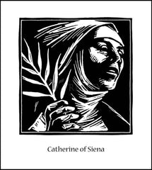 Wood Plaque - St. Catherine of Siena by J. Lonneman