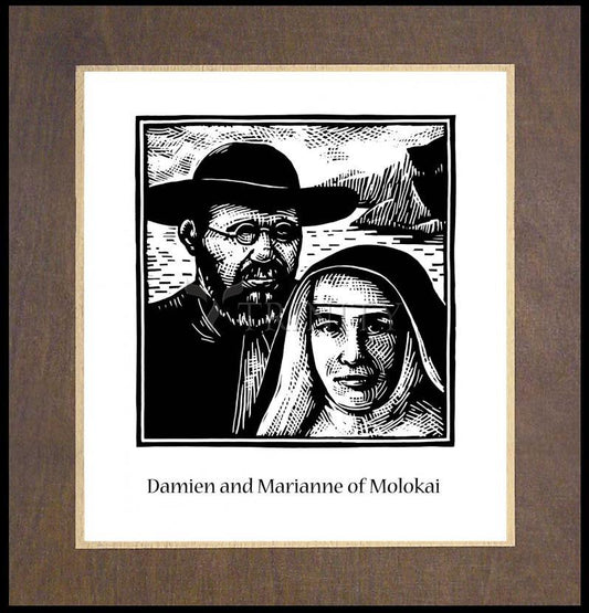 Sts. Damien and Marianne of Molokai - Wood Plaque Premium
