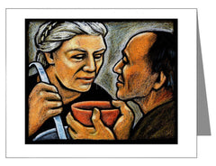 Custom Text Note Card - Dorothy Day Feeding the Hungry by J. Lonneman