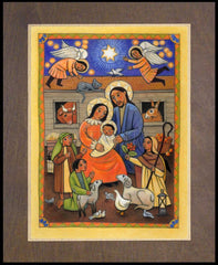 Wood Plaque Premium - Folk Nativity by J. Lonneman