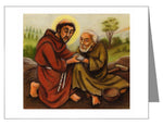 Custom Text Note Card - St. Francis and Lepers by J. Lonneman