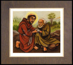 Wood Plaque Premium - St. Francis and Lepers by J. Lonneman