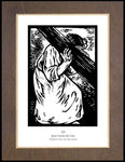 Wood Plaque Premium - Women's Stations of the Cross 03 - Jesus Carries the Cross by J. Lonneman