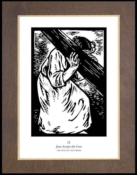 Traditional Stations of the Cross 02 - Jesus Accepts the Cross - Wood Plaque Premium