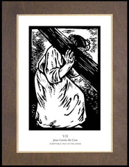 Wood Plaque Premium - Scriptural Stations of the Cross 07 - Jesus Carries the Cross by J. Lonneman