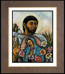 Wood Plaque Premium - St. Juan Diego and the Virgin's Image by J. Lonneman