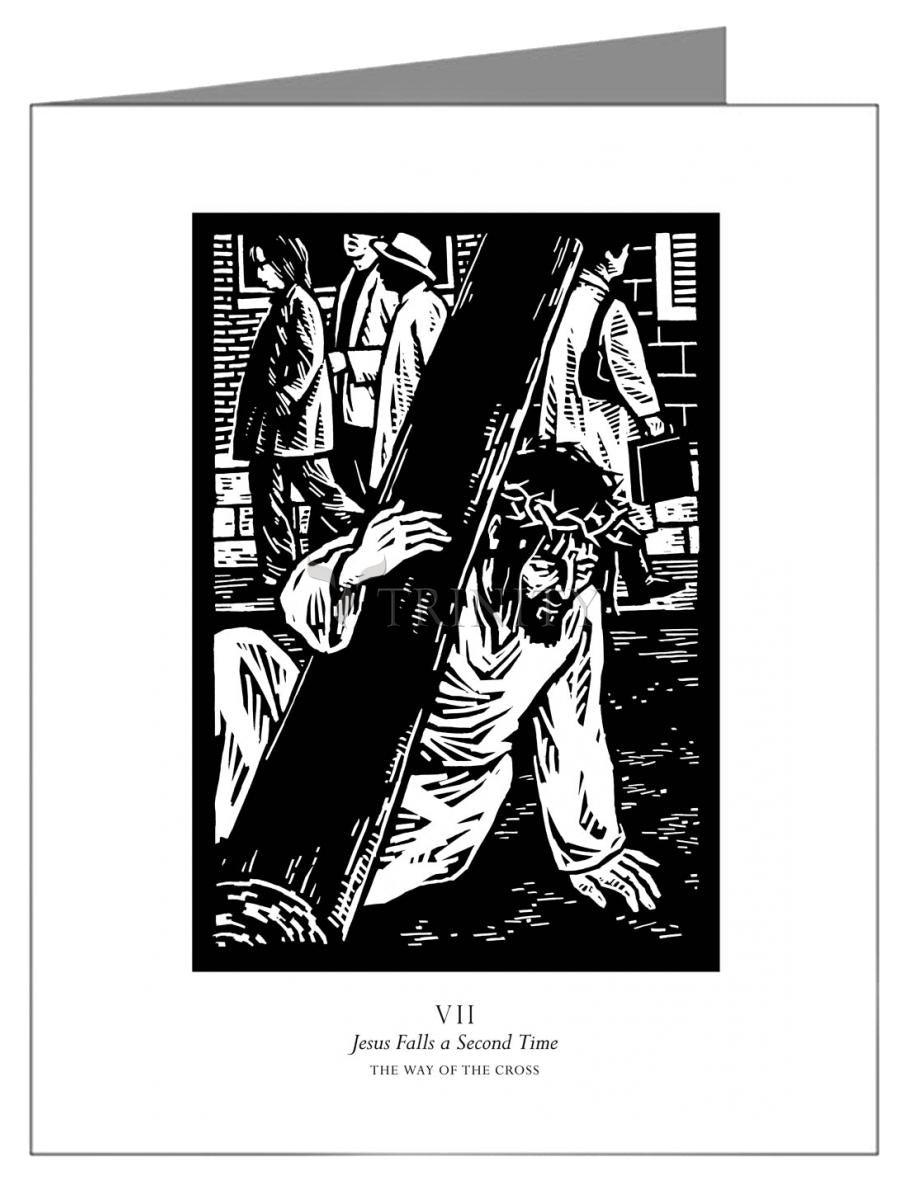 Traditional Stations of the Cross 07 - Jesus Falls a Second Time - Note Card Custom Text