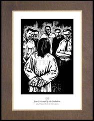 Wood Plaque Premium - Scriptural Stations of the Cross 03 - Jesus is Accused by the Sanhedrin by J. Lonneman