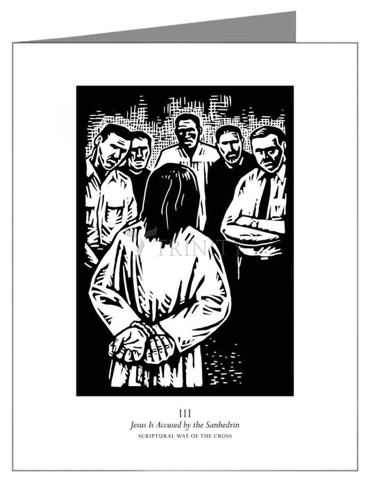 Scriptural Stations of the Cross 03 - Jesus is Accused by the Sanhedrin - Note Card Custom Text