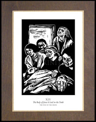 Wood Plaque Premium - Traditional Stations of the Cross 14 - The Body of Jesus is Laid in the Tomb by J. Lonneman