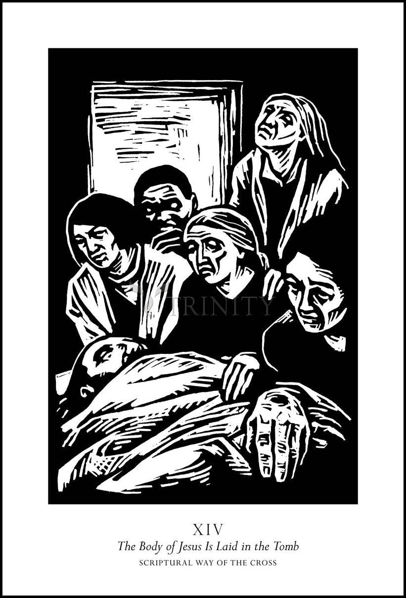 Scriptural Stations of the Cross 14 - The Body of Jesus is Laid in the Tomb - Wood Plaque by Julie Lonneman - Trinity Stores