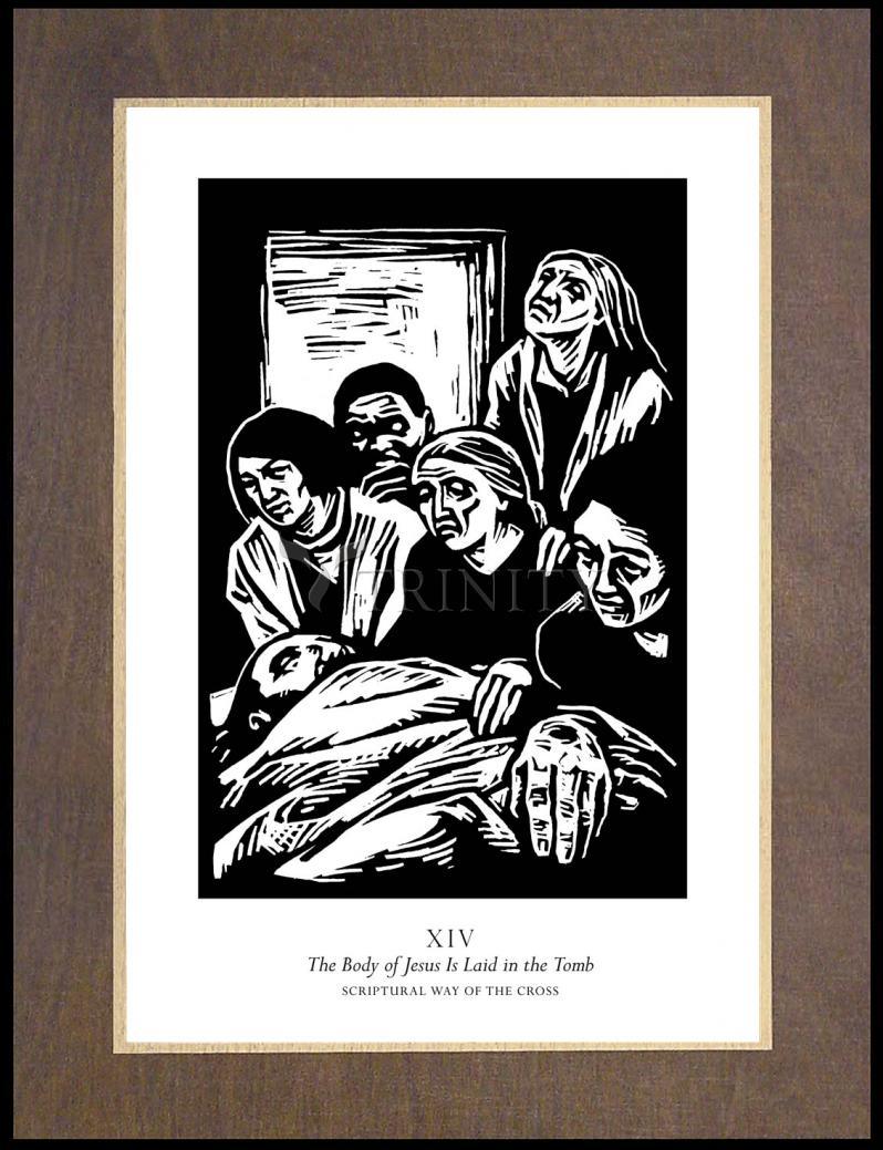 Scriptural Stations of the Cross 14 - The Body of Jesus is Laid in the Tomb - Wood Plaque Premium