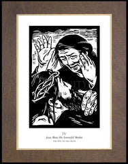 Wood Plaque Premium - Traditional Stations of the Cross 04 - Jesus Meets His Sorrowful Mother by J. Lonneman