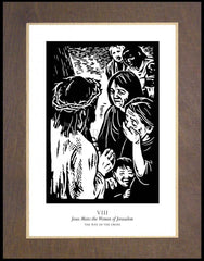 Wood Plaque Premium - Traditional Stations of the Cross 08 - Jesus Meets the Women of Jerusalem by J. Lonneman